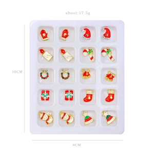 20pcs Christmas nail art alloy charms set with snowman, bells, and trees for DIY manicure