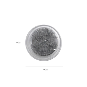 Chunky silver laser nail glitter flakes in a 4cm clear jar for professional manicure