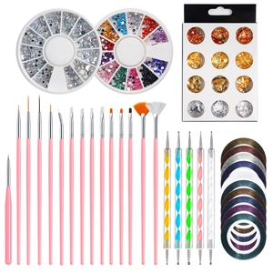 Nail Art Painting Brushes Dotting Pens Rhinestones Aluminum Flakes Line Tapes Professional DIY Manicure Accessories