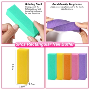 5Pcs multi-colored rectangular nail buffer blocks for manicure and polishing nails