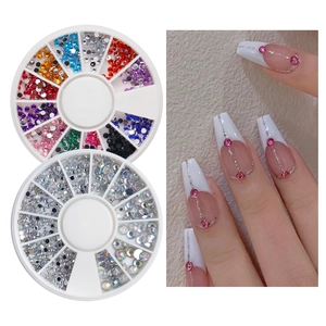 Nail art rhinestone set with two rotating cases and French manicure display