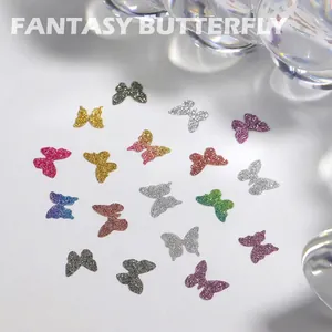 Sparkling laser butterfly nail art charms with colorful glitter and rhinestone finish