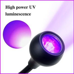 Detail of high power UV lamp head with adjustable gooseneck for nail curing and detection
