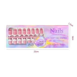 French tip 3-in-1 soft gel nail kit with 150 pieces in 15 sizes for salon look