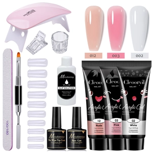 Polygel Nail Extension Kit UV LED Lamp Slip Solution Dual Forms Brush File For Professional DIY Manicure Art