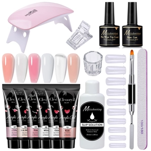 Professional Poly Extension Nail Gel Kit With Mini UV LED Lamp Slip Solution Brush Tips For Manicure Art DIY