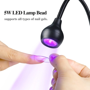 Professional 5W UV LED nail curing lamp with flexible gooseneck and sturdy desk clip