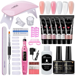 Kit complet de gel d'extension d'ongles 15ml avec lampe UV, ponceuse et outils de pro