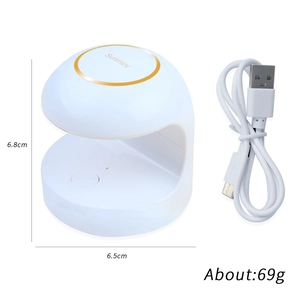 Mini 18W portable LED UV nail lamp with USB cable, 6.8cm compact round design