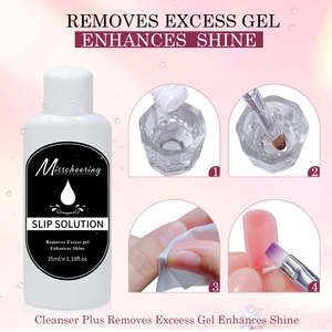 Detailed view showing 35ml slip solution application steps for poly nail extension gel kits
