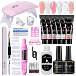 Polygel Nail Extension Kit With UV LED Lamp Electric Nail Drill Slip Solution Base Top Coat For DIY Manicure Salon