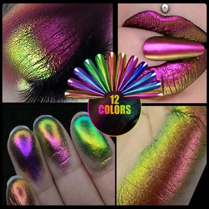 Échantillons détaillés de 12 pigments caméléon aux effets de changement de couleur