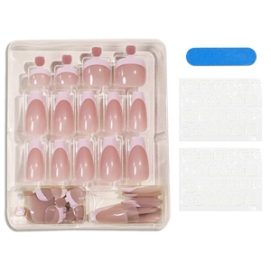 Kit de faux ongles ballerine French manucure rose nude avec lime et adhésifs