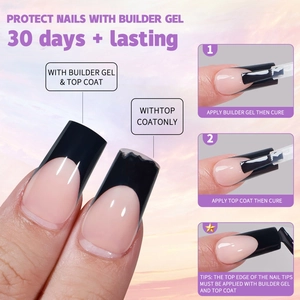 French tip manicure showing the 30-day durability of builder gel vs regular top coat