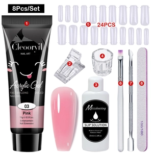 8-piece poly nail gel kit with 15ml pink extension gel slip solution and manicure tools
