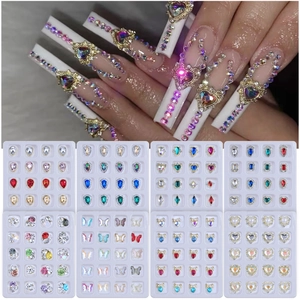 20 Pieces Nail Art Alloy Rhinestone Charms Set Mixed Heart Butterfly Shapes Crystal For DIY Manicure Women Accessories