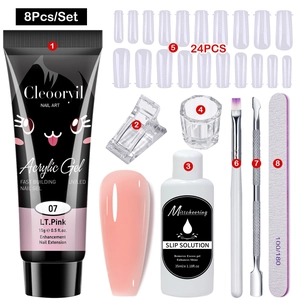 8Pcs poly nail gel kit with 15ml extension gel, brush, slip solution and nail molds
