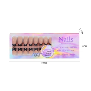 150-piece 3-in-1 soft gel French nail tips kit with 15 sizes in marble purple box