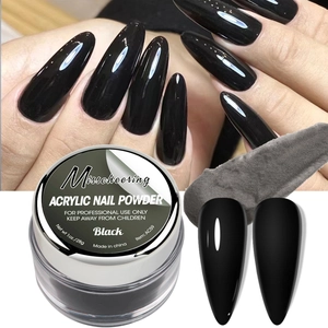 Dettaglio della polvere acrilica nera da 28g con effetti per unghie lunghe