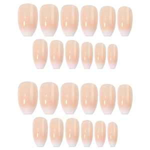 24pcs French gradient press-on nails in medium coffin shape with glossy white finish