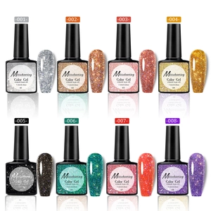 Eight-color glitter nail polish gel set with high-shimmer reflective sequins in 7.5ml bottles