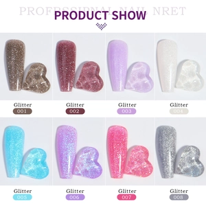 Glitter UV-verlengingsgel set met 8 kleuren glinsterende stalen en hartvormen