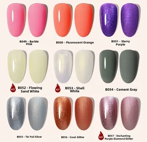 Detailed comparison of glossy and matte nail polish gel swatches in nine assorted colors