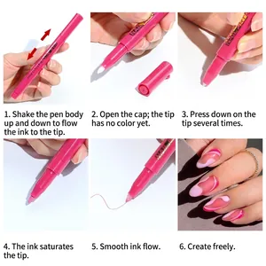 How to use the rose pink nail art graffiti pen for DIY manicures and fine line painting