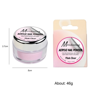 Polvere acrilica rosa trasparente per unghie, barattolo da 1oz con tappo argentato