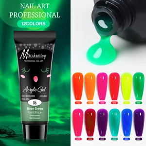Gel acrylique 15ml vert néon pour extension d'ongles avec kit de 12 couleurs