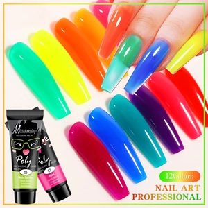 Détail du kit de gel poly pour ongles néon 12 couleurs avec extensions vibrantes