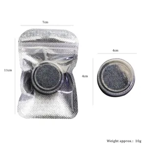 Laser-reflektierende Nagelglitzer-Perlen im 10g-Tiegel mit 7x11cm Aufbewahrungsbeutel