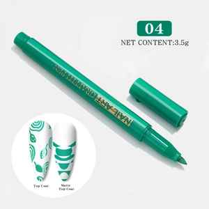 Detail of green nail art graffiti pen 04 showing glossy and matte top coat effects