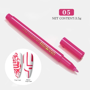 Detail of rose red nail art graffiti pen 05 showing matte and glossy finish results