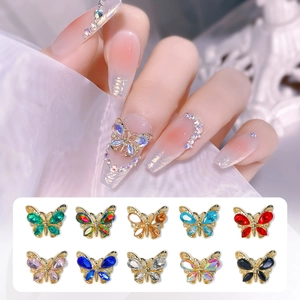 3D Butterfly Nail Art Charms Alloy Crystal Rhinestone Luxury Sparkling Hollow Manicure DIY Decoration Jewelry Accessories