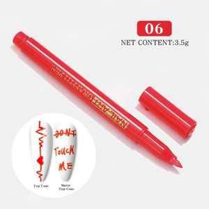 Detail of red nail art graffiti pen 06 showing fine tip and creative stroke effects