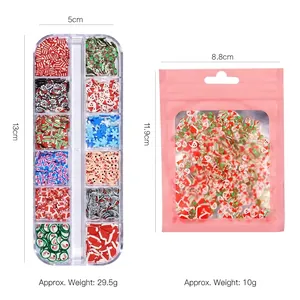 Set di fette di argilla polimerica natalizia con Babbo Natale e alberi in box e sacchetto