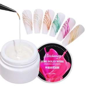 Gel de dessin d'ongles semi-solide avec six finitions chromées aurora métallisées