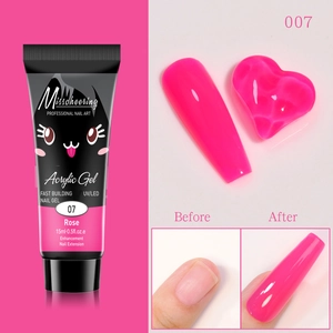 Détails du tube de gel extension Rose 15ml et résultats d'application avant-après