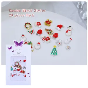 Weihnachts-Nagelkunst-Set mit Weihnachtsmann- und Schneeflocken-Anhängern, 20-teilig