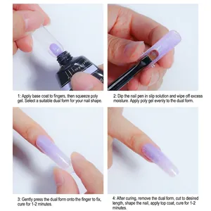 Parelmoer paarse glitter nagelverlenging polygel set met mallen en penseel