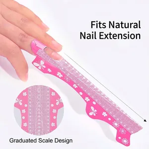 Pink butterfly nail extension forms with precise scale markings for professional manicure use