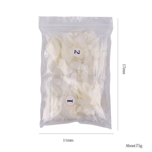 Coffin nail tips set with heart cutout and numbered bags, weighing 75g for nail art