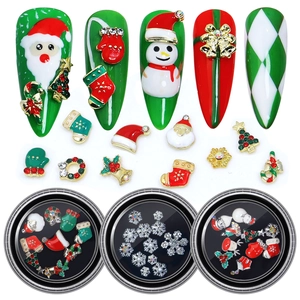 Weihnachten Nail Art Charms Dekorationen Legierung Emaille Strass Künstliche Perle Weihnachtsmann Schneemann Schneeflocken Für DIY