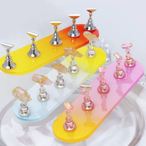 Magnetic Nail Art Display Stand Gradient Acrylic Base Practice Training Holder Manicure Salon Tools
