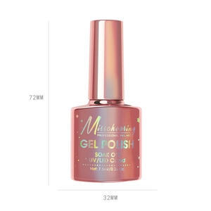 Detailed macro view of 7.5ml holographic gel polish bottle with UV/LED cure specifications