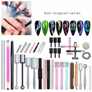 Various magnetic tools for cat-eye nail art including pens and multi-functional sticks