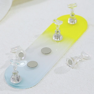 Gradient aurora acrylic nail display stand with magnetic crystal tip holders for practice