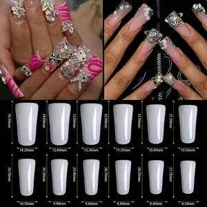 Guía de tallas detallada con 12 medidas para uñas postizas con forma de pato
