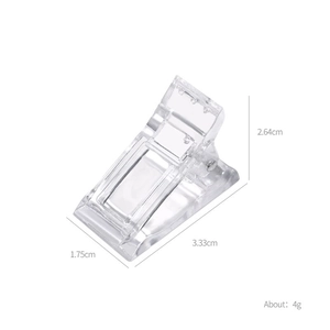 Transparent nail clip for polygel extension with dimensions 3.33cm by 2.64cm